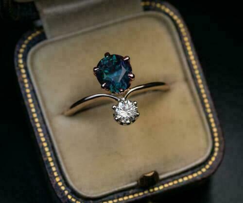 14K Rose Gold Finish 2.00Ct Round Cut Sapphire & Diamond By Pass Engagement Ring
