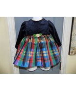 Rose Cottage Blue Velour Christmas Holiday Party Toddler Dress Size 12 M... - $428.42 MXN
