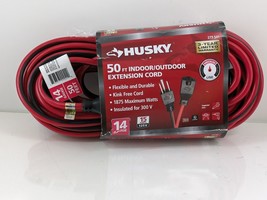 Husky 50 ft. 14 Gauge Medium Duty Indoor/Outdoor Extension Cord, Red/Black - £24.97 GBP