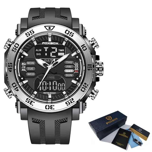 Digital Men Military Watch 50m Waterproof Wristwatch LED Quartz Clock Sp... - £46.39 GBP