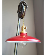 Red Porcelain Enamel Shade: 10&quot; Rounded Metal, 2-1/4&quot; fitter Industrial ... - £23.55 GBP