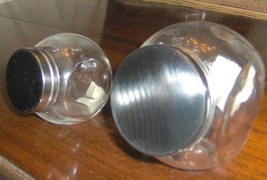 GLASS TILT JARs 2 Sizes Aluminum Lid Cookie Candy Style Jar Storage 3.25... - £13.65 GBP+