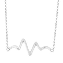 Trendy and Chic Heartbeat Sterling Silver Pendant Necklace - £15.71 GBP