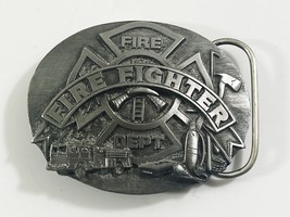 FIRE FIGHTER Belt Buckle Fire Dept. Siskiyou 1991 America&#39;s Heroes  - £9.43 GBP