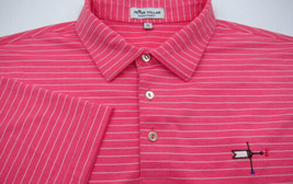Peter Millar Summer Comfort Hot Pink Stripes Golf Polo Shirt L Weathervane - £42.45 GBP