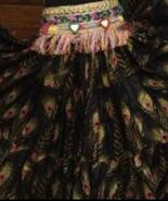 PEACOCK BLACK &amp;FUSHIA TRIBAL BELLYDANCE ATS AMAZING  GYPSY SKIRT 25 YDS  - $2,352.22 MXN