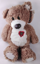 Tender Teddy First & Main Brown Plush 9" Stuffed Animal Bear Patchwork Heart - $9.75
