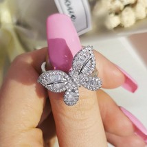 2021 New Trendy Butterfly 925 Sterling Silver Fashion Ring For Women Party Gift  - £9.09 GBP