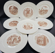 8 Pc Wedgwood Brown University Plate Mix Set Vintage Ivy League Dish England Lot - £258.07 GBP