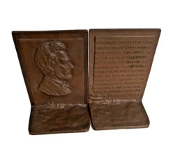 Antique Abraham Lincoln Bronze Bookends Cast By Griffoul Signed M. Peinl... - £775.22 GBP