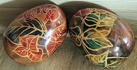 2 Hand Painted Decorative Wooden Easter eggs Pretty Floral Pattern See Pictures - £9.23 GBP
