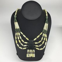 1pc, 2-36mm Green Serpentine Multi-Strand Bead Necklace,@Afghanistan,NPH360 - £9.55 GBP