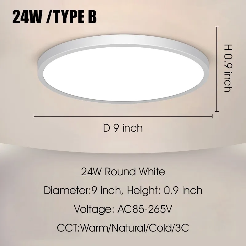 Ultra Thin LED Ceiling Lamp 24W 28W 38W 48W  Panel Ceiling Lights Fixtures For L - £198.33 GBP