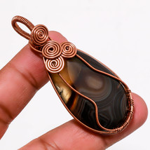 Black Geode Agate Gemstone Wire Wrapped Handcrafted Pendant Copper 2.60&quot; SA 1539 - £3.89 GBP