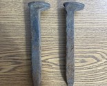 LOT OF 2 ANTIQUE RAILROAD SPIKES NAILS RECLAIMED SALVAGED INDUSTRIAL DECOR - $14.69
