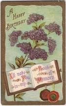 Postcard Embossed Happy Birthday Book Of Memory - $2.96