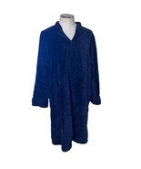 Miss Elaine Midnight Blue Long Sleeve Zip Up Fleece Loungewear Robe Size... - $23.43
