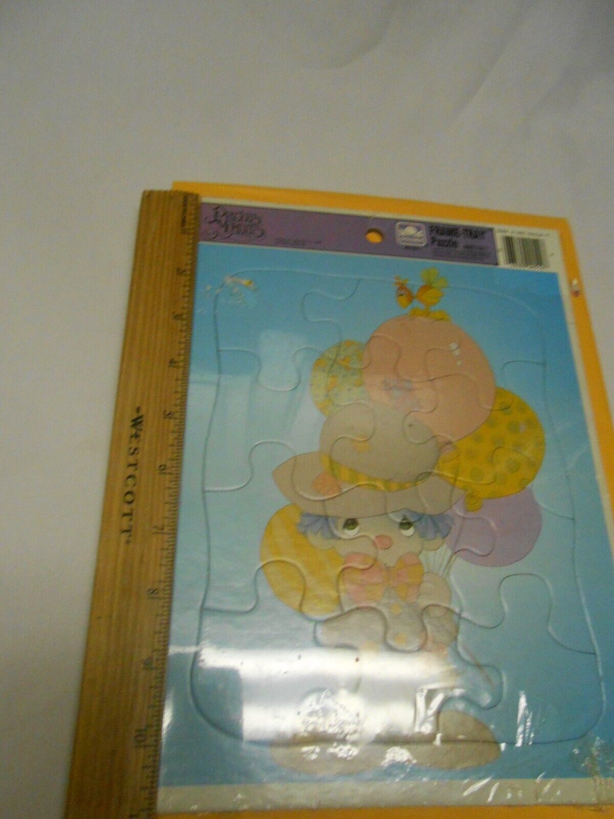 Primary image for Vintage Precious Moments Golden Frame Tray Puzzle kids ages 3-7  12 lg pieces