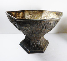 ANTIQUE Victorian Derby Repousse Silver Plate large bowl vase - $217.80