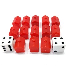 1999 Monopoly Replacement 13 Red Hotels 2 Dice White with Black Dots Parker Bros - £6.05 GBP