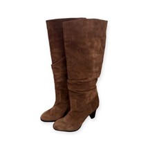 Banana Republic Brown Suede Slouchy Boots Size 9.5 Heeled Knee High - £94.95 GBP