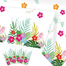 3 Pack Hawaiian Luau Tablecloths For Party Decoration, Hawaii Disposable Plastic - £16.07 GBP