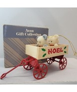 Avon Vintage Christmas Teddies In Wagon Teddy Bear Ornament Collection W... - $12.86