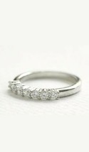 14k White Gold Plated Simulated Diamond Half Eternity Band Stackable Ring - £32.49 GBP