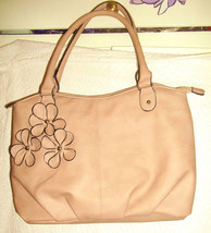 dusky pink faux leather shoulder-bag.flower design.2straps. - $25.27