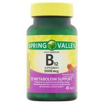 Spring Valley Vitamin B12 Fast Dissolve Tablets, 5000 mcg, 45 Count..+ - £15.81 GBP