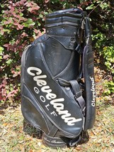 Cleveland Tour Action Leather Staff Golf Bag Black and White 6-Way Dual ... - $171.50