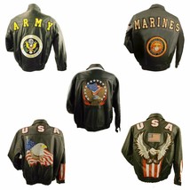 US Leather, Vintage, USA Flag Men Bomber Jacket Various Styles Design - £157.48 GBP+