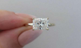 3CT Radiant Cut Moissanite Solitaire Engagement Ring Wedding Ring Solitaire Ring - £66.34 GBP