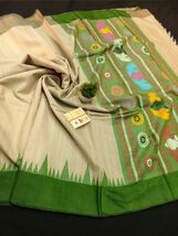New FabIndia Style Handloom  art embroidery all Tussar Pure Silk Saree sari - $63.41