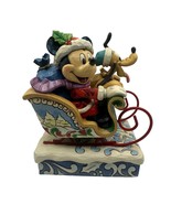 Disney Enesco Mickey &amp; Pluto Laughing All The Way Sleigh Plays Jingle Bells - $75.23