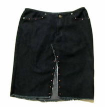 XOXO Jeans Dark Denim Skirt Embellished w/ Slit EUC Size Jrs. 5/6 Cotton Blend  - $18.00