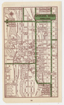 1951 Original Vintage Map Of Spokane Washington Downtown Business Center - £15.22 GBP