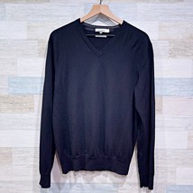 Calvin Klein 100% Extra Fine Merino Wool V Neck Sweater Black Mens Large - £27.64 GBP