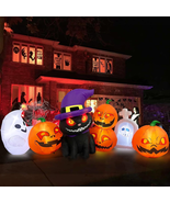 Halloween Inflatables Outdoor Decorations 8 FT Long Funny Pumpkin Black ... - $81.10 CAD