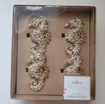 Coastal Collection Beaded Sea Horse Napkin Ring Beach Ocean Gold White x... - £26.62 GBP