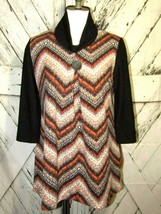 Libra Womens 3/4 Sleeve Zig Zag Geometric Pleated Sweater Shirt Top Size... - £14.21 GBP