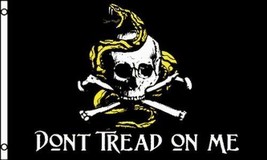 DON&#39;T TREAD ON ME Pirate Flag 3x5 ft Skull Crossbones Gadsden Rattle Snake Dont - £14.36 GBP