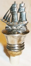 Vintage Antique Silver Bottle Stopper Figurine Sailboat Germany - £50.21 GBP