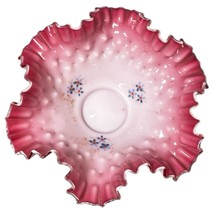 Antique 19th Cen Victorian Ruffled Hand Blown Brides Basket Bowl Hand Pa... - $60.00