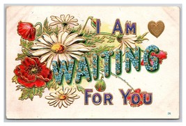 Large Letter Floral Greetings I&#39;m Waiting For You Embossed DB Postcard W22 - £2.34 GBP