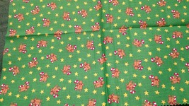 Fabric Kaufmann Gingerbread Men w/Red &amp; White Striped Candy Cane on Jade... - $1.95