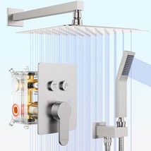 The Bostingner Brushed Nickel Shower System Includes A Bathroom Shower F... - £284.26 GBP