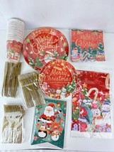 175 PCS  Plates and Napkins Merry Christmas Happy New-year Party Supplies - £17.12 GBP