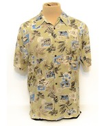 Hathaway Men’s Green Floral Hawaiian Button Down Short Sleeve Shirt Large - £7.79 GBP