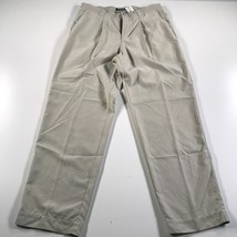 Columbia Pants Mens 36x32 Beige Pleated Thick Tapered Relaxed Fit Comfor... - $49.78